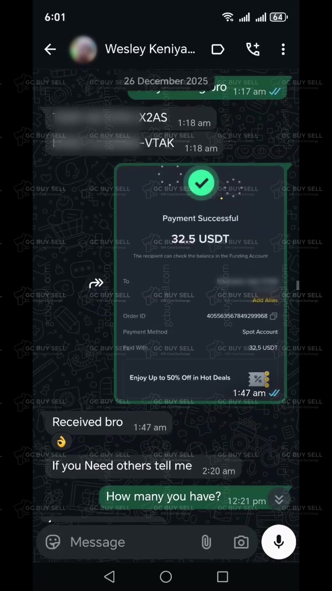 WhatsApp Payment Proof